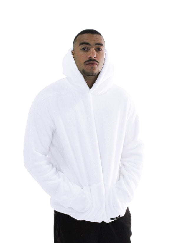 White Fur Oversized Hoodie